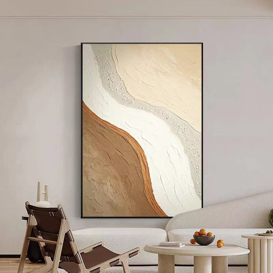Large abstract minimalist oil painting, thick texture soft tones original custom painting wall art